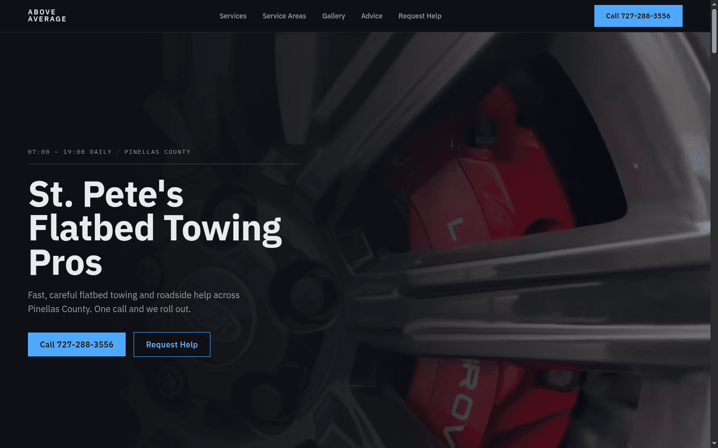Above Average Towing website